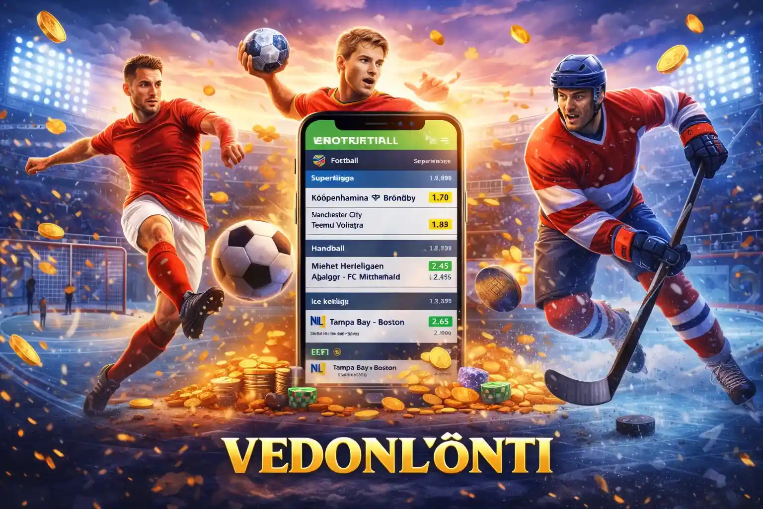 Jalkapallo ja jääkiekko vedonlyönti mobiililaitteella stadionin taustalla